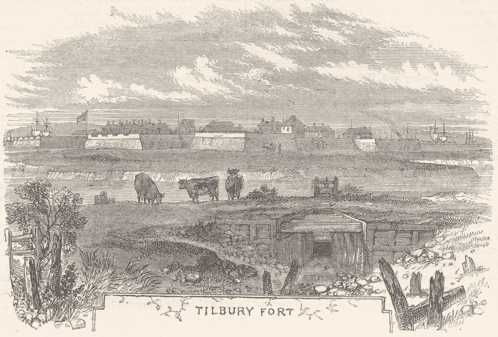 ESSEX. Tilbury Fort 1850 old antique vintage print picture